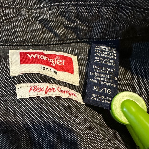 Wrangler‎ Flex For Comfort XL Dark Gray black Long Sleeve Button down Shirt - Picture 6 of 9